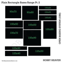 Top view of OBS rectangle bases range - Visual representation of various sizes and proportions of rectangular bases available in the Open Basing System pack
