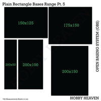 Top view of OBS rectangle bases range - Visual representation of various sizes and proportions of rectangular bases available in the Open Basing System pack
