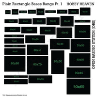 Top view of OBS rectangle bases range - Visual representation of various sizes and proportions of rectangular bases available in the Open Basing System pack
