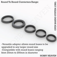 OBS Round Bases Sizes Converters - Various diameter adapters for round wargaming miniature bases
