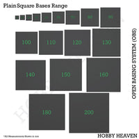 Top view of OBS square bases range - Visual representation of various sizes of square bases available in the Open Basing System pack, showcasing the diversity of options
