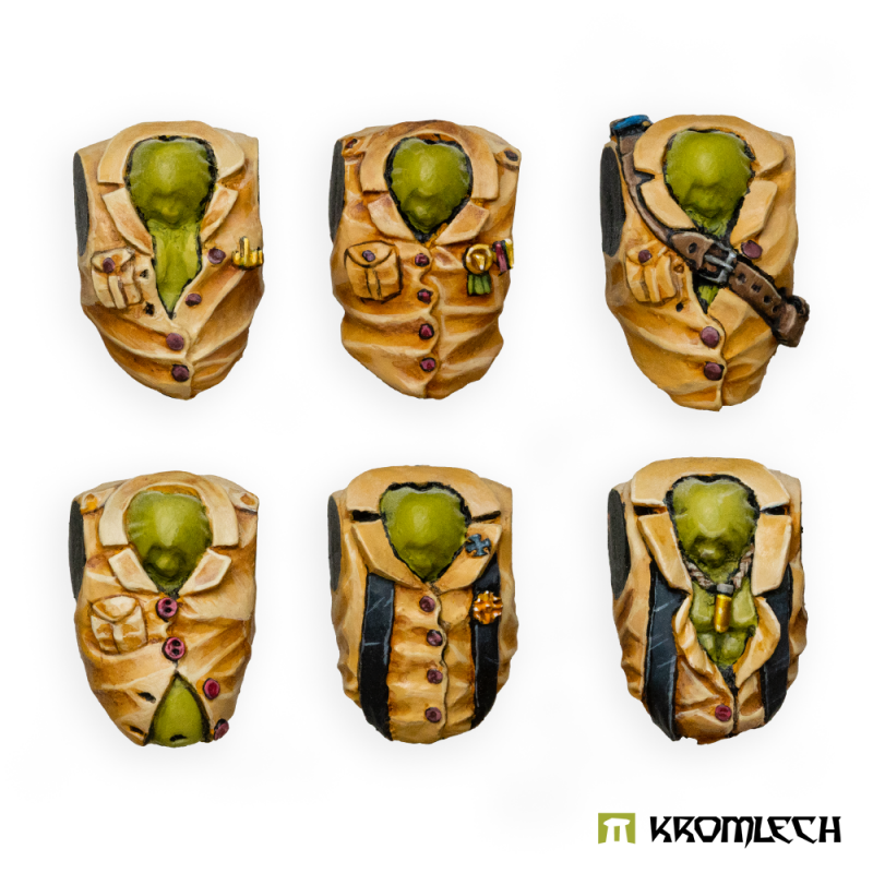 Kromlech Orc Afrika Korps Torsos painted: six tan tropical shirts open at the chest