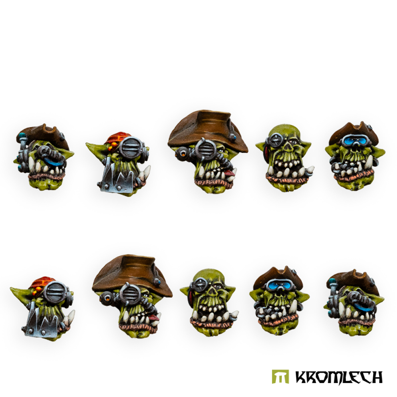 The ten painted Cyber Pirates heads turned to show their other side