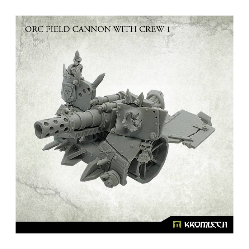 The Field Cannon 1 from the front, its perforated barrel pointing forward