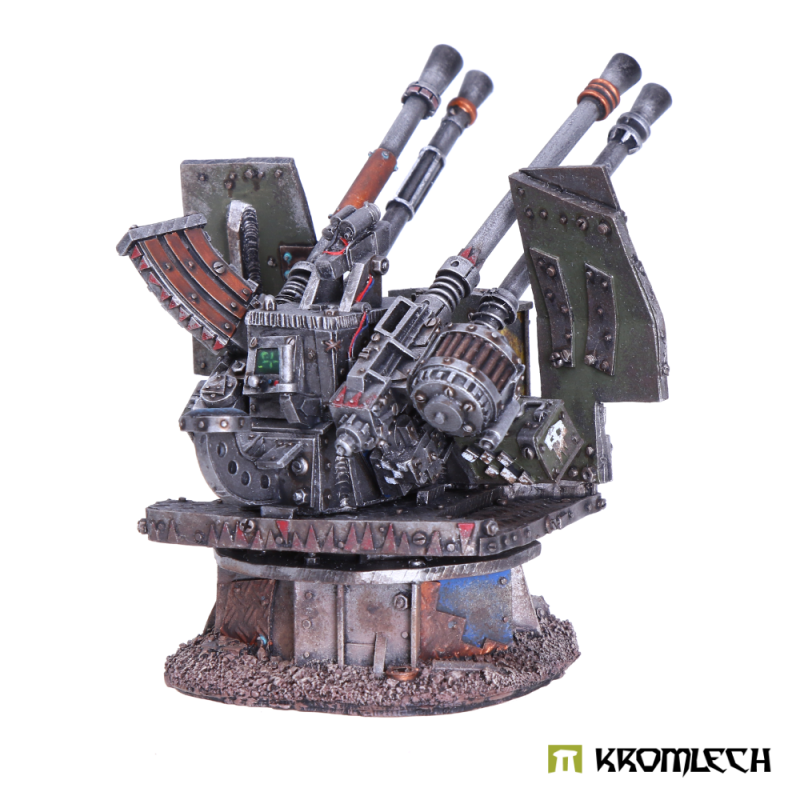 The painted Flakvierling from the front, four barrels pointing up