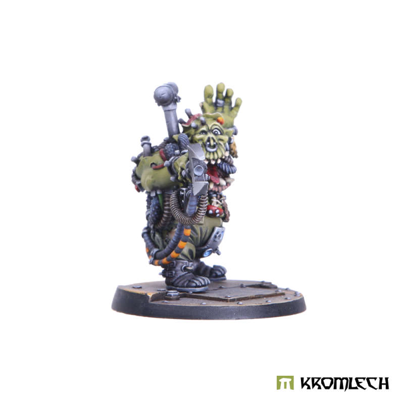 The painted Orc Freak from the side, the coil on his back