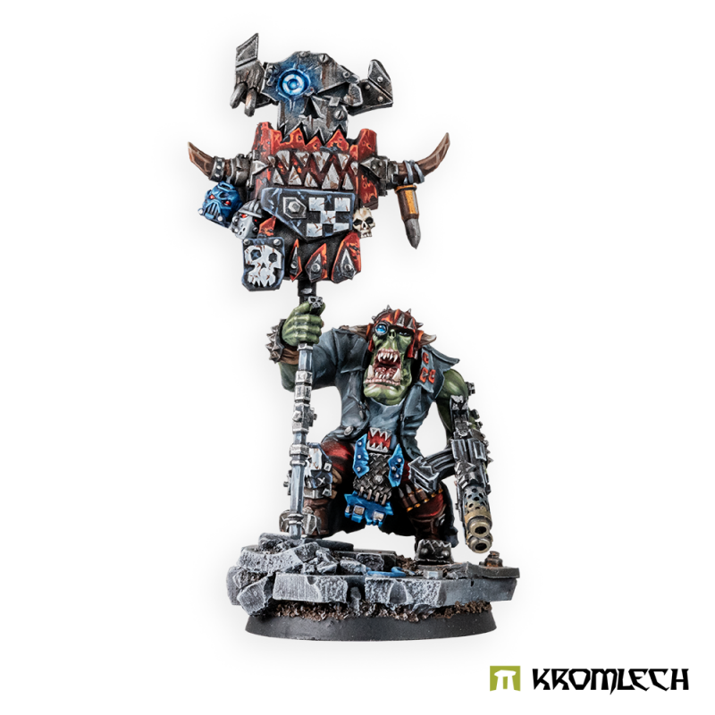 The painted banner bearer from a slightly different front angle