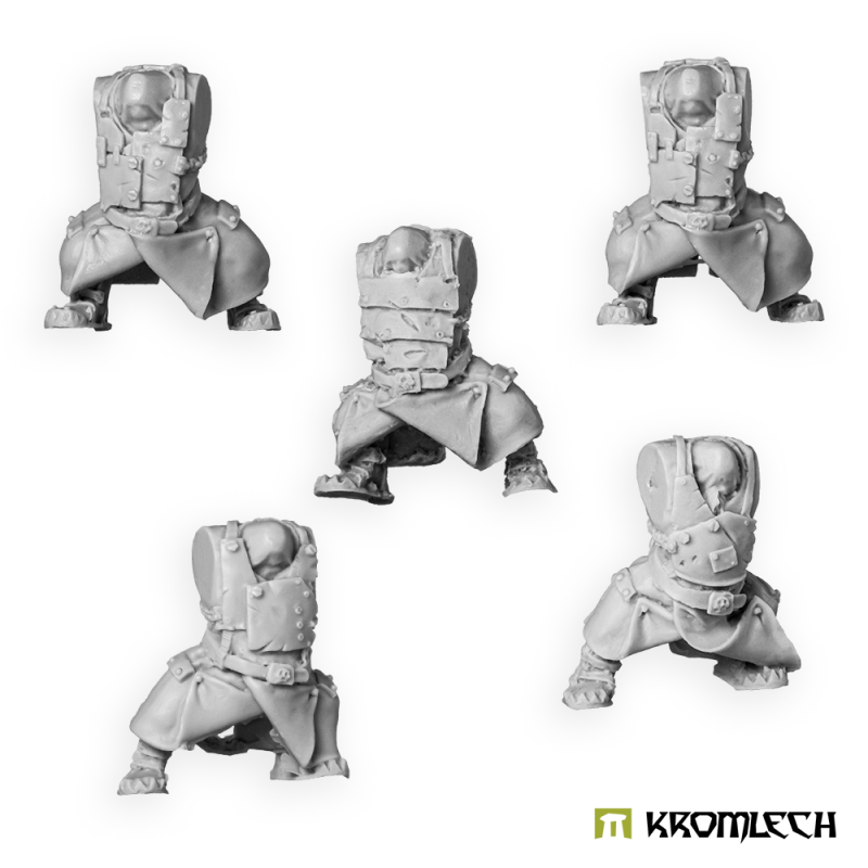 Kromlech Orc Armoured Greatcoat Bodies: all five resin bodies in their four patterns
