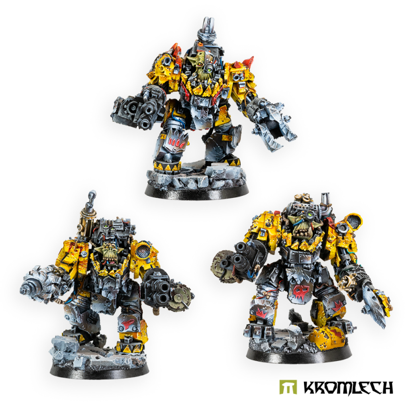 The three painted Juggernauts from the front