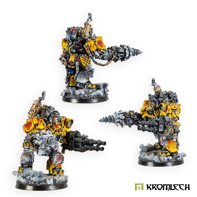 The three painted Juggernauts seen from the side