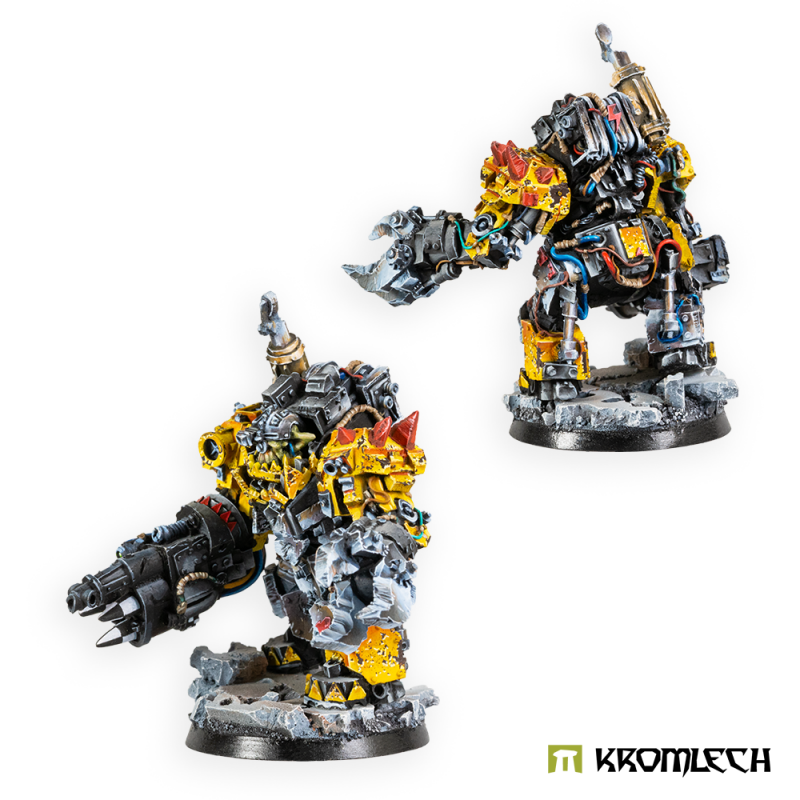 Two painted Krash Rokkets Juggernauts from different angles