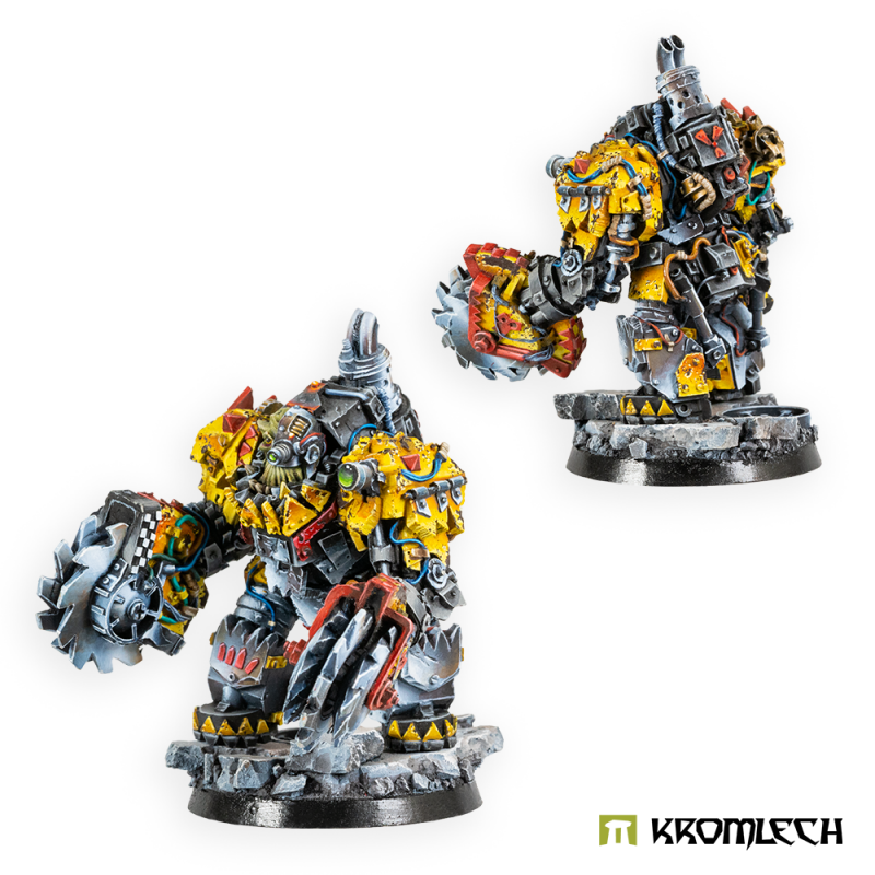 Two painted Rippa Buzzsaws Juggernauts from different angles