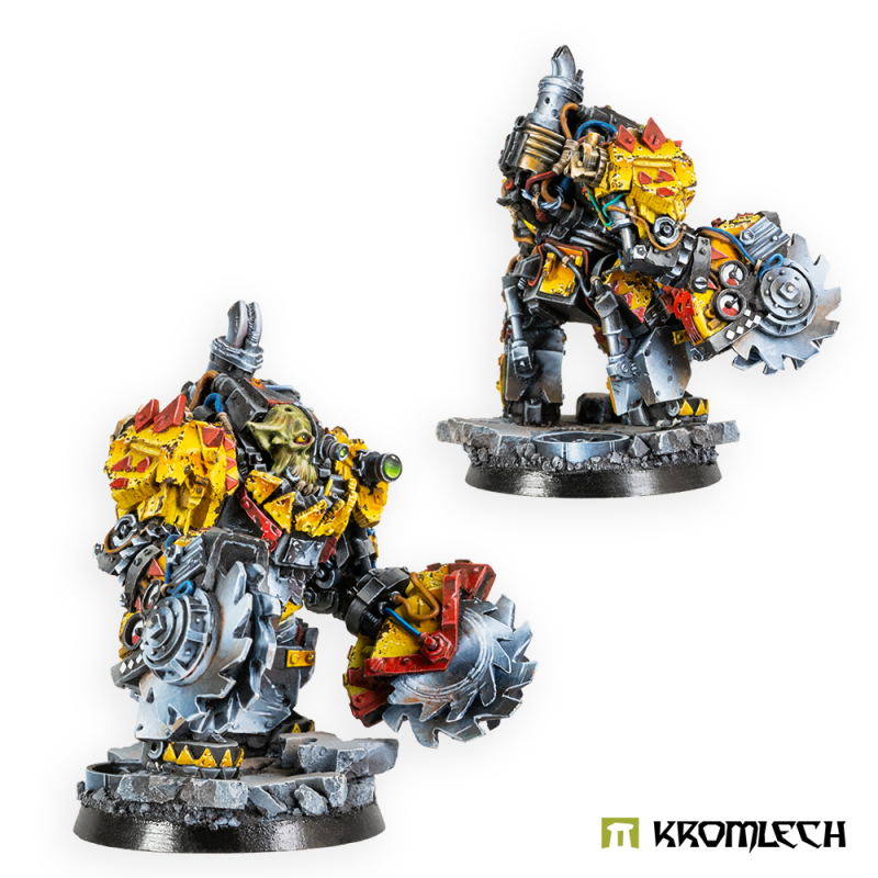 The painted Rippa Buzzsaws Juggernaut from behind and from the side