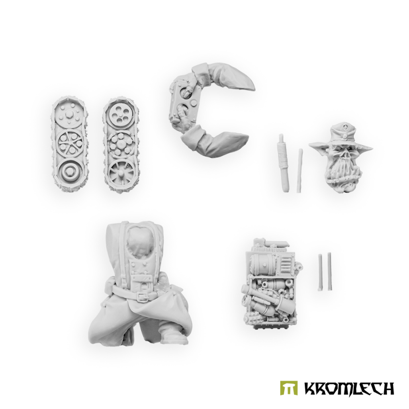 The operator and mine parts in grey resin