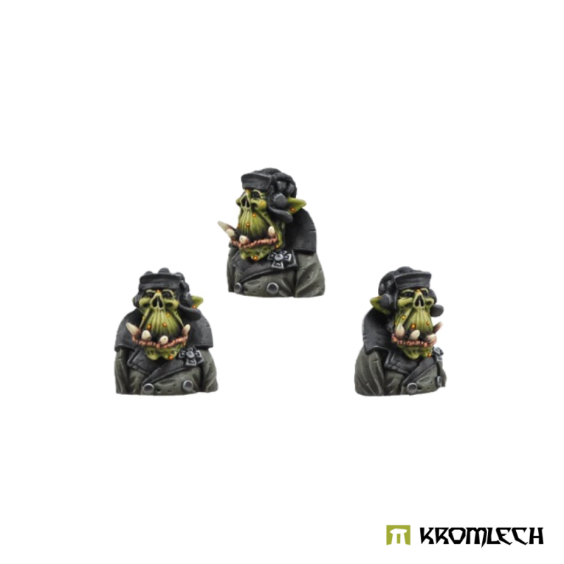 The Orc Tank Crew member in a high-collared greatcoat, shown from three angles