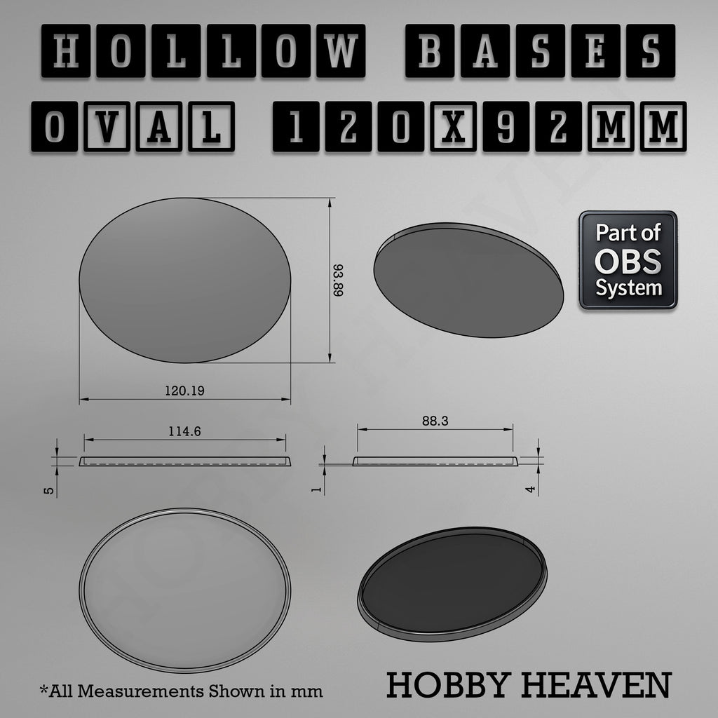 Hollow Bases Range  - Wargaming 3d Printed Bases (OBS System)