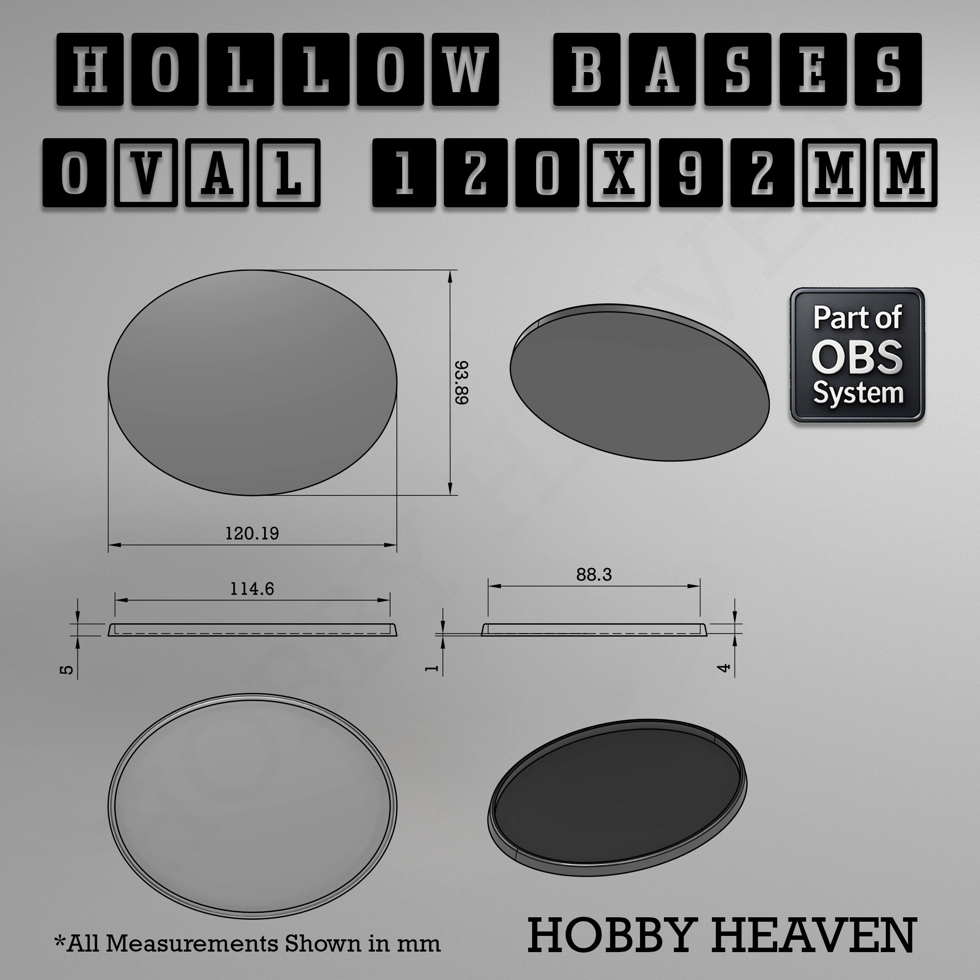Hollow Bases Range  - Wargaming 3d Printed Bases (OBS System)
