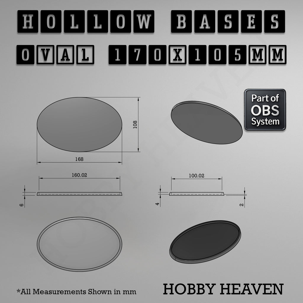 Hollow Bases Range  - Wargaming 3d Printed Bases (OBS System)