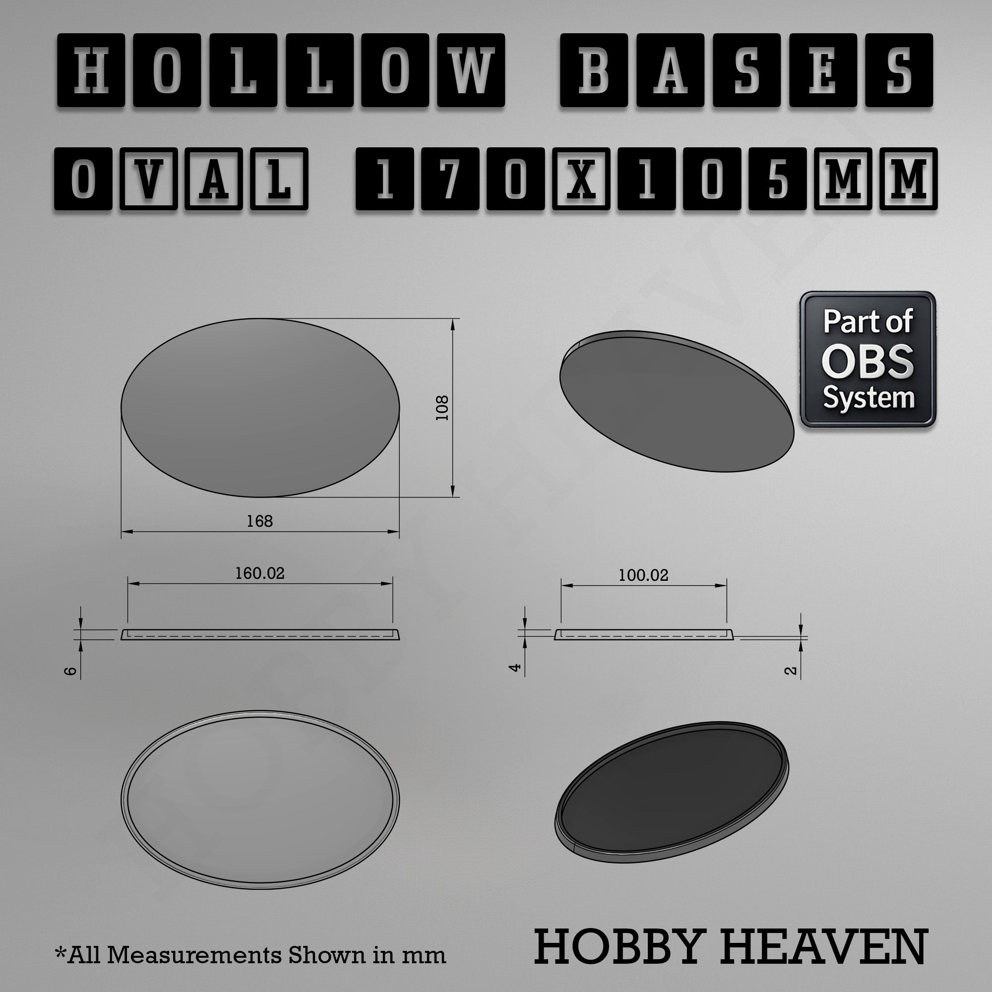 Hollow Bases Range  - Wargaming 3d Printed Bases (OBS System)
