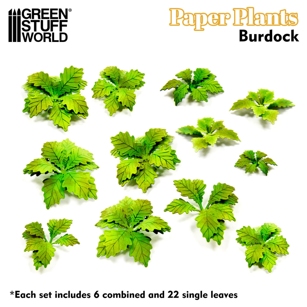 Card: Burdock paper plants, each set includes 6 combined and 22 single leaves
