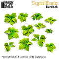 Card: Burdock paper plants, each set includes 6 combined and 22 single leaves