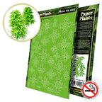 Uncoloured Paper Plants Cannabis pack: green laser-cut sheet with a picture of the finished plants