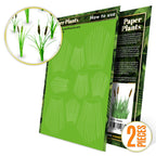 Uncoloured Paper Plants Reeds pack: green laser-cut sheet with a picture of the finished plants