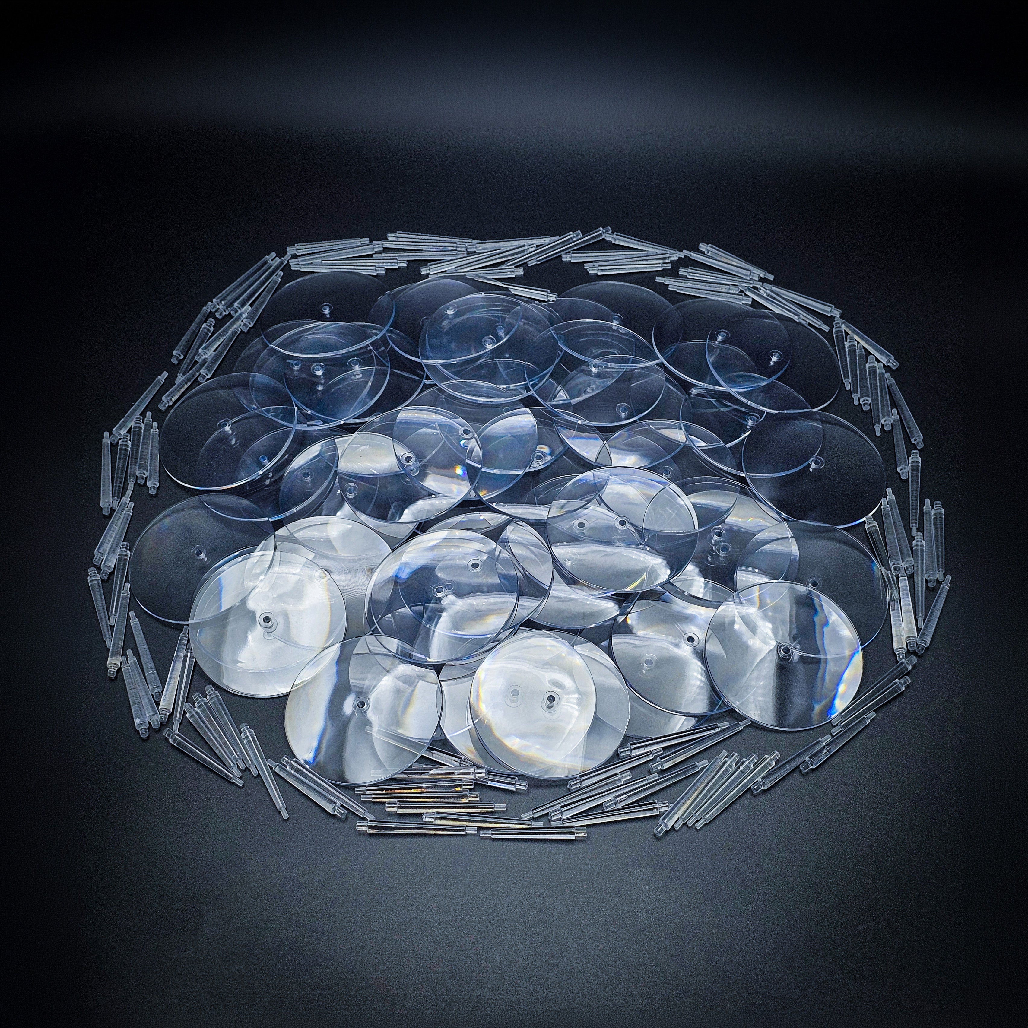 60mm Round Flying Bases – Clear Plastic Stands for Sci-Fi & Fantasy Wargaming Miniatures