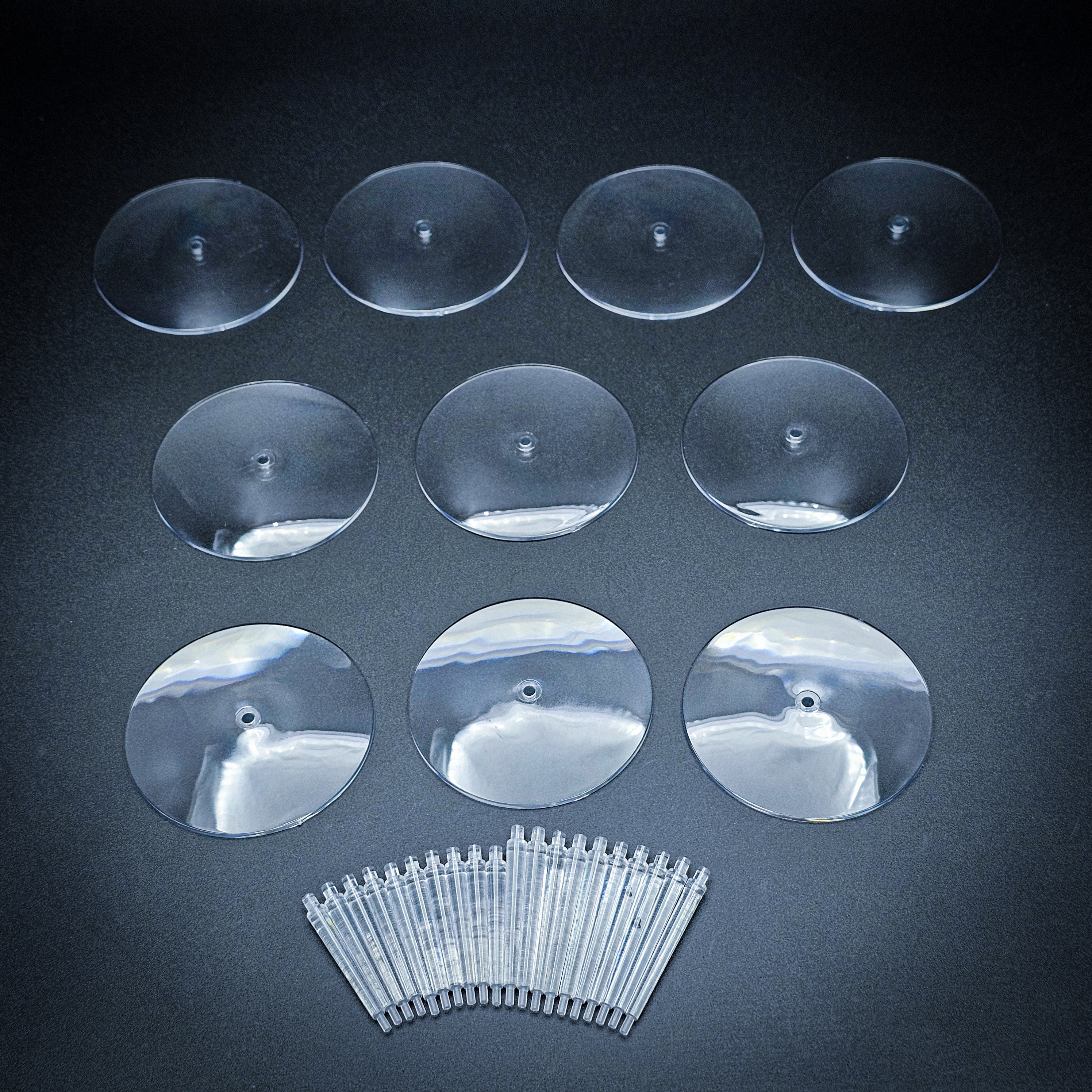 60mm Round Flying Bases – Clear Plastic Stands for Sci-Fi & Fantasy Wargaming Miniatures