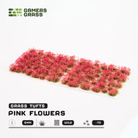 Sheet of 70 Pink Flowers - Wild tufts, displaying variety of shapes and sizes of realistic, pink petal-covered flower cluster
