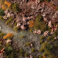 GamersGrass Pink Orchid Tiny Flowers used in a scenic diorama with realistic pink blossoms
