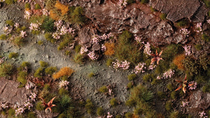 GamersGrass Pink Orchid Tiny Flowers used in a scenic diorama with realistic pink blossoms