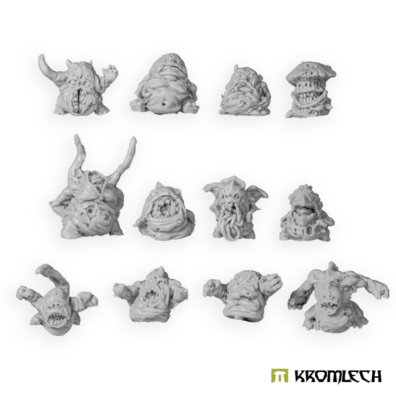 All twelve Plaguelings in unpainted grey resin