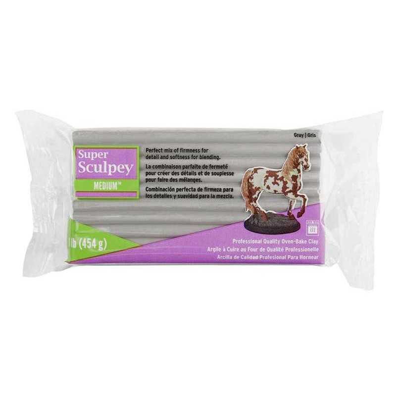 Super Sculpey Medium Blend Gray 454g – polymer clay for sculpting detailed and durable models