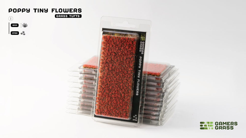Blister pack of Poppy Tiny Flowers tufts by GamersGrass for dioramas and miniature bases