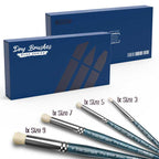 Dry brushes with their packaging on a white background