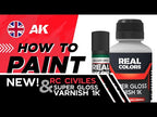 AK Interactive's own video: applying civil Real Colors with Super Gloss 1K varnish