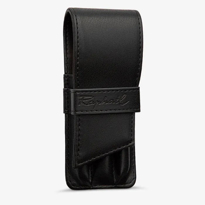 Black leather protective case for Raphael Le Voyageur travel watercolour brushes