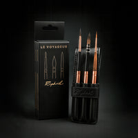 Raphael Le Voyageur artisan travel watercolour brush set with luxury leather case and French packaging
