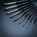 Raphaël Softaqua 845 round synthetic squirrel watercolour brushes in multiple sizes with black handles and nickel ferrules