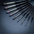 Raphaël Softaqua 845 round synthetic squirrel watercolour brushes in multiple sizes with black handles and nickel ferrules