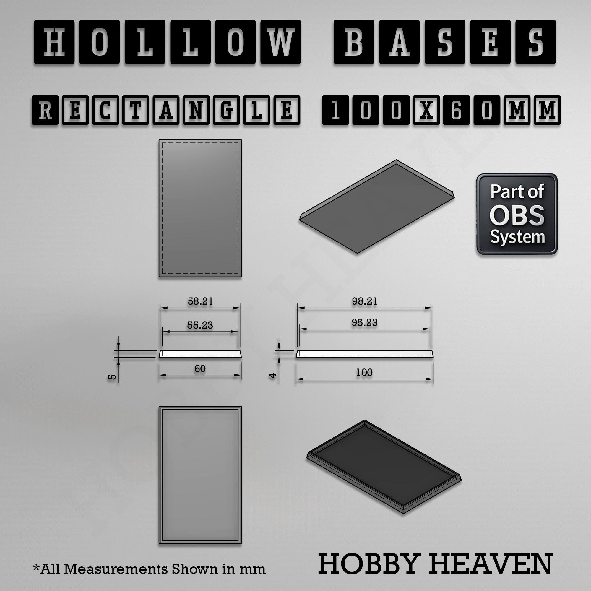 Hollow Bases Range  - Wargaming 3d Printed Bases (OBS System)