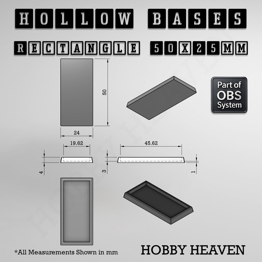 Hollow Bases Range  - Wargaming 3d Printed Bases (OBS System)
