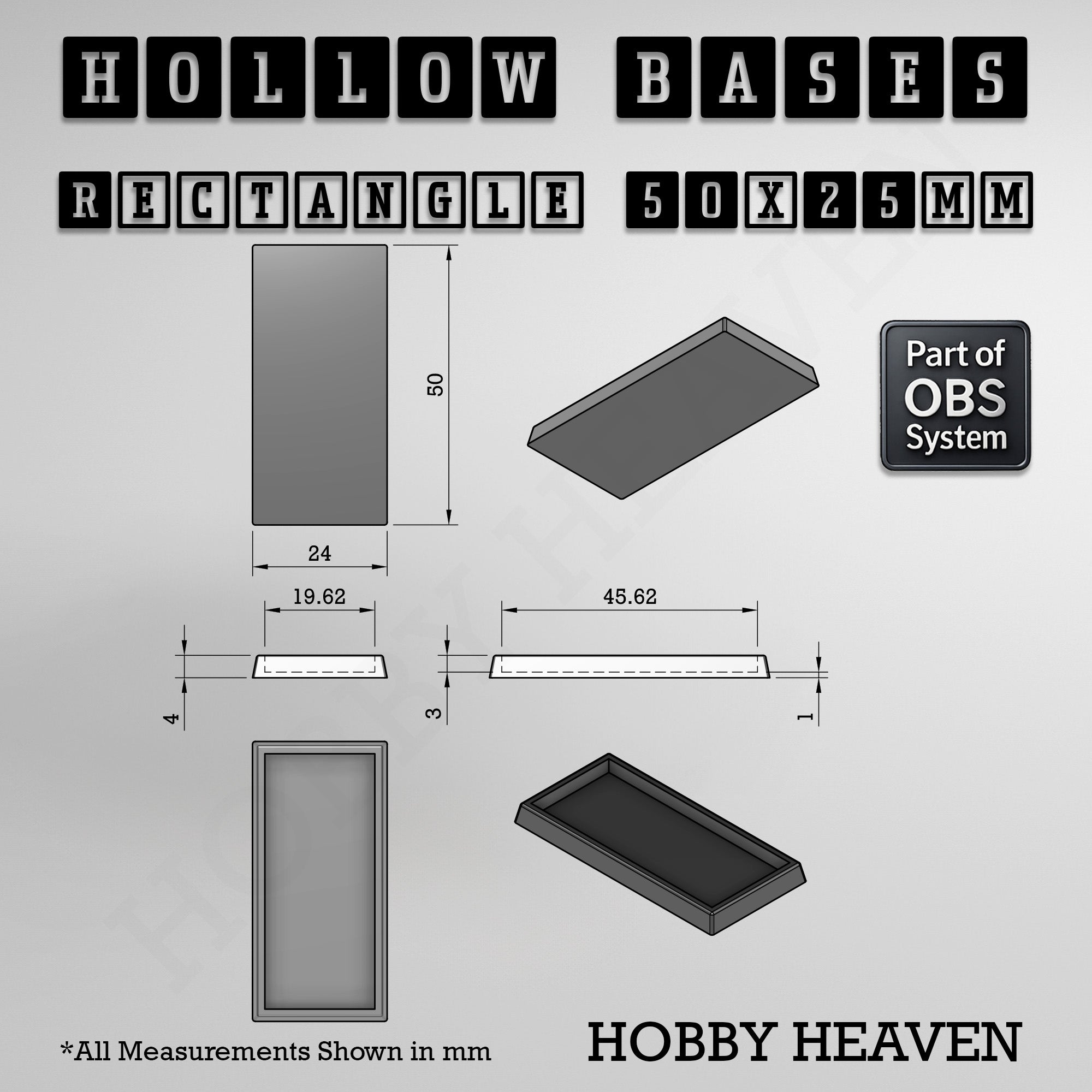Hollow Bases Range  - Wargaming 3d Printed Bases (OBS System)