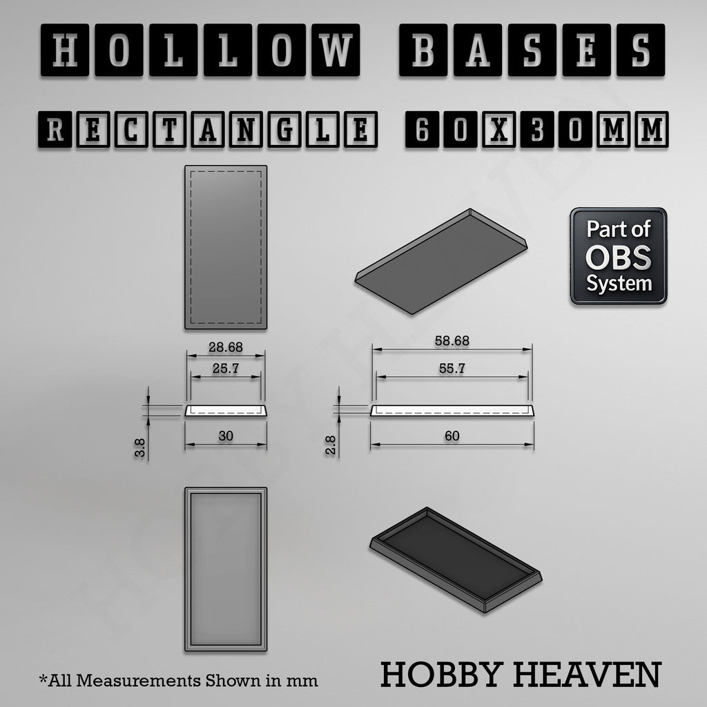 Hollow Bases Range  - Wargaming 3d Printed Bases (OBS System)