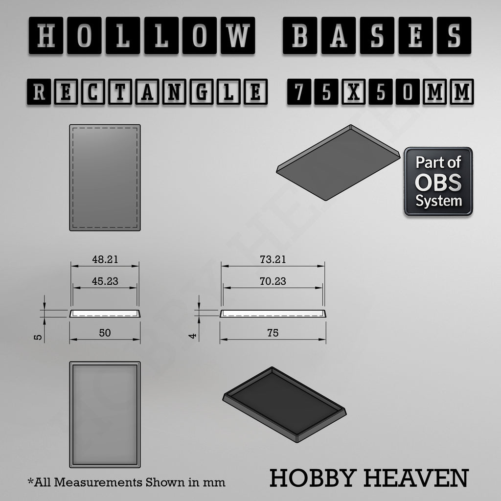 Hollow Bases Range  - Wargaming 3d Printed Bases (OBS System)