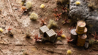 Arid landscape diorama featuring Laser Plants Red Aloe, showcasing a striking desert scene with vibrant red succulent arrangements
