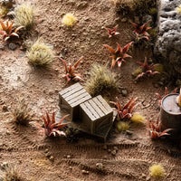 Arid landscape diorama featuring Laser Plants Red Aloe, showcasing a striking desert scene with vibrant red succulent arrangements