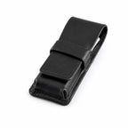 Closed Rosemary & Co black leather travel brush wallet with fold-over flap and tuck strap