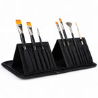 Closed Rosemary & Co black nylon brush case with white logo, slim zip-around design and textured outer cover